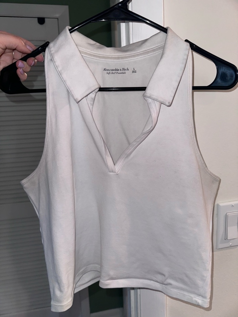 Abercrombie & Fitch Cream Collared Sleeveless Polo Tank